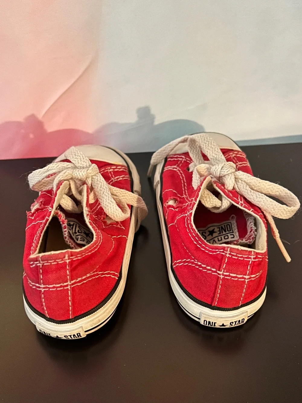 Converse Red Canvas Kids Sneakers with Cream Laces